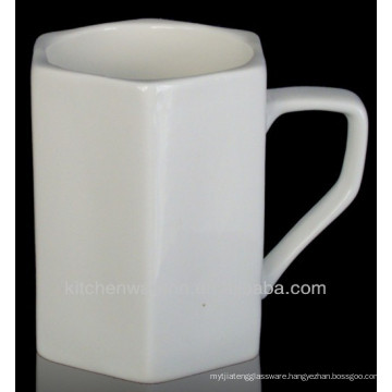 White ceramic mug with handle dinner set made in China/strange shap ceramic mug
